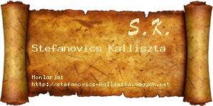 Stefanovics Kalliszta névjegykártya